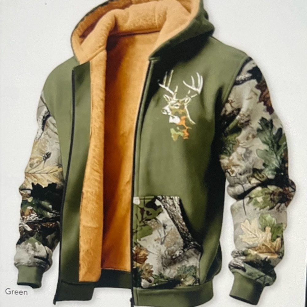 Men's Green Camouflage Hooded Jacket